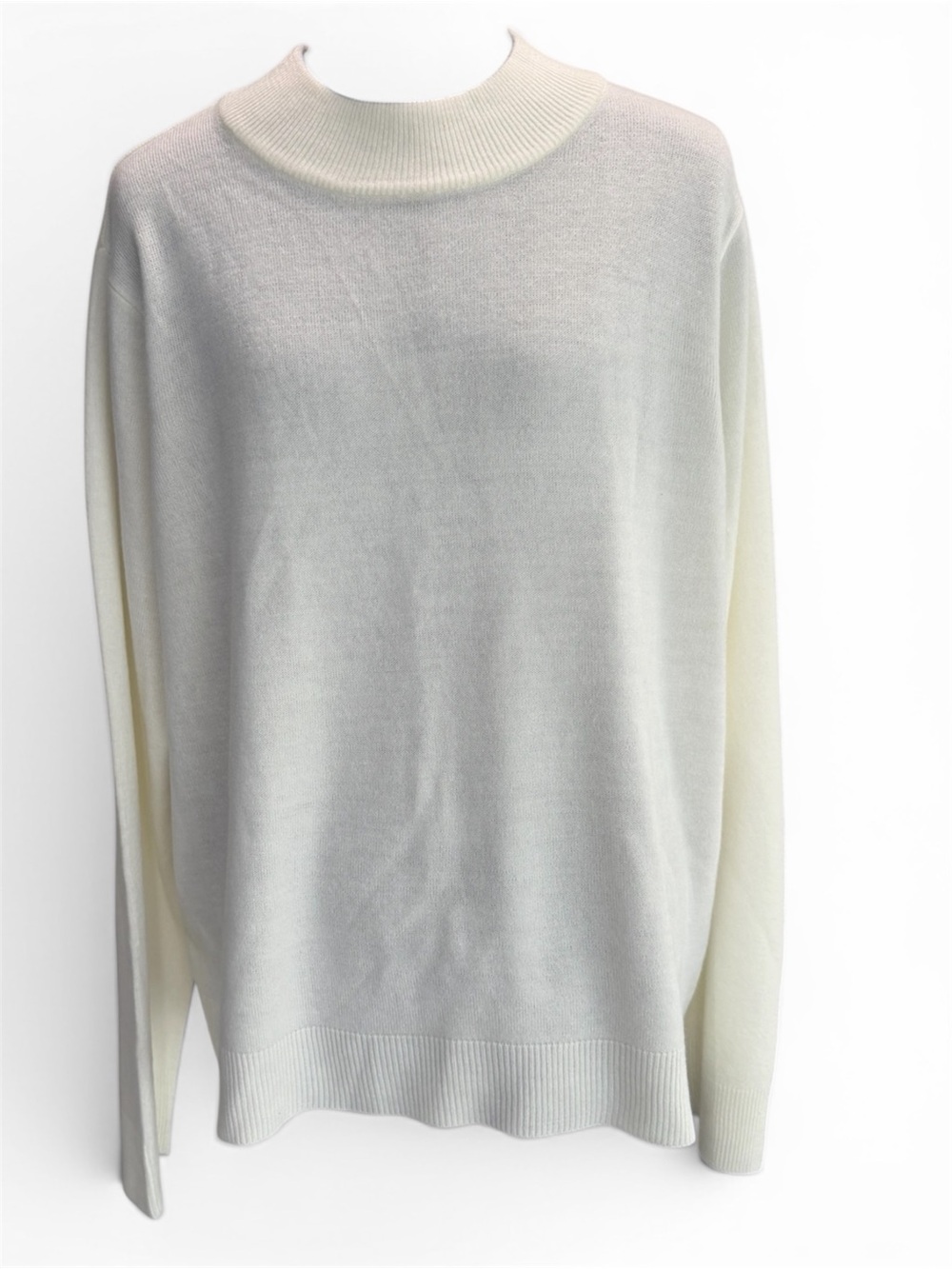 Elizabeth Williams Classic Cream Mock Neck Women’s Sweater